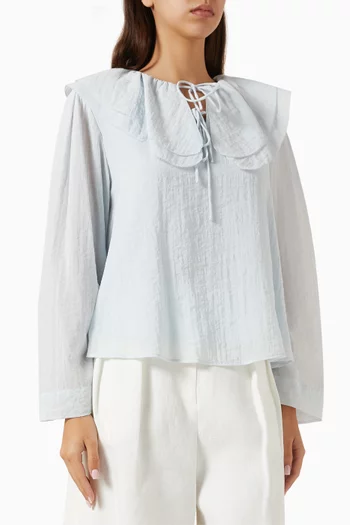 Scallop Frill Blouse in Rayon Blend