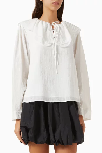 Scallop Frill Blouse in Rayon Blend