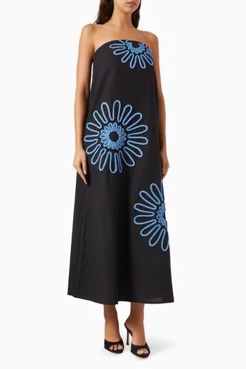 Tara Embroidered Dress in Cotton-linen