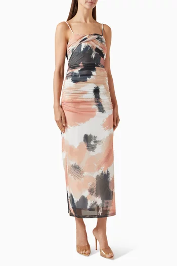 Avni Gathered Dress in Mesh