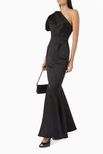 Blake One-shoulder Maxi Dress in Duchess Satin