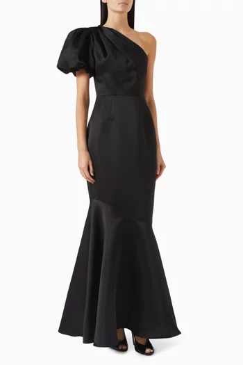Blake One-shoulder Maxi Dress in Duchess Satin