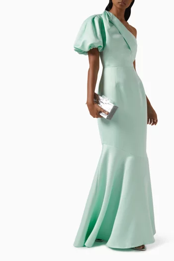 Blake One-shoulder Maxi Dress in Duchess Satin