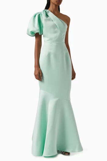 Blake One-shoulder Maxi Dress in Duchess Satin