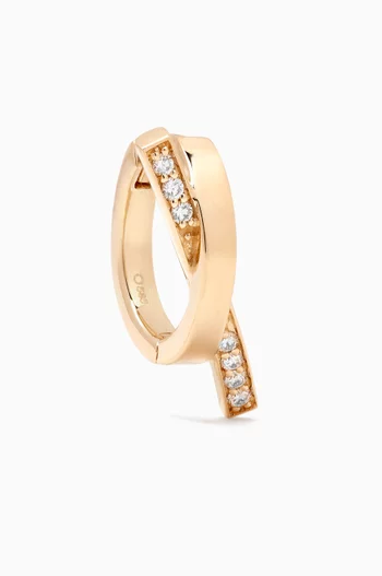 Curved Diamond Line Single Huggie in 14kt Gold