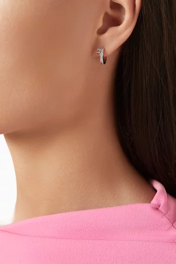 Floating Emerald-Cut Diamond Single Huggie in 14kt White Gold