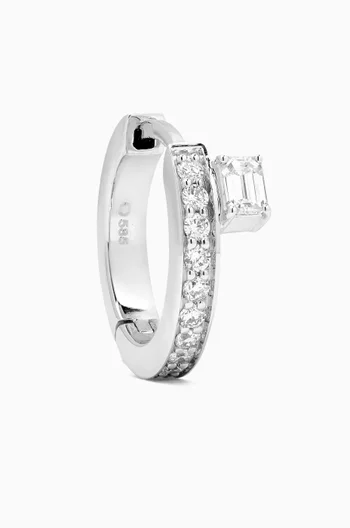 Floating Emerald-Cut Diamond Single Huggie in 14kt White Gold
