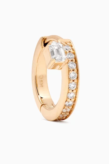 Floating Emerald-Cut Diamond Single Huggie in 14kt Yellow Gold