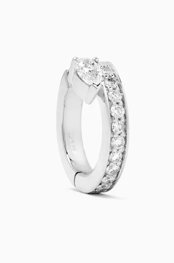 Floating Pear-Cut Diamond Single Huggie in 14kt White Gold