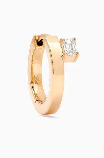 Floating Emerald-cut Single Huggie in 14kt Gold