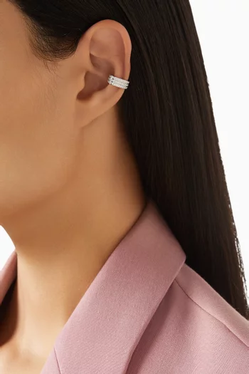 Diamond Triad Bold Earcuff in 14kt White Gold