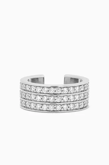 Diamond Triad Bold Earcuff in 14kt White Gold