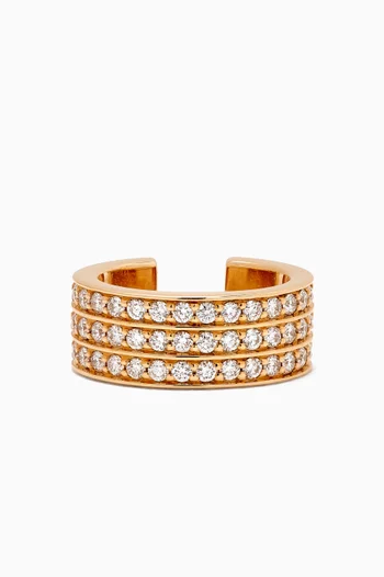 Diamond Triad Bold Single Earcuff in 14kt Gold