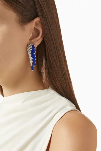 Wings Rising Lapis Lazuli & Diamond Earrings in 18kt White Gold