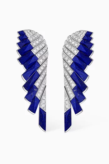 Wings Rising Lapis Lazuli & Diamond Earrings in 18kt White Gold