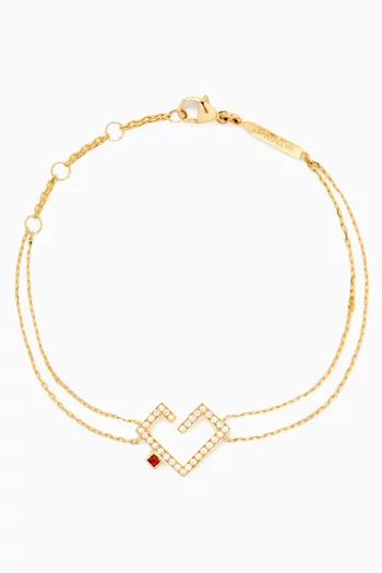 Small Hubb Diamond & Ruby Bracelet in 18kt Gold