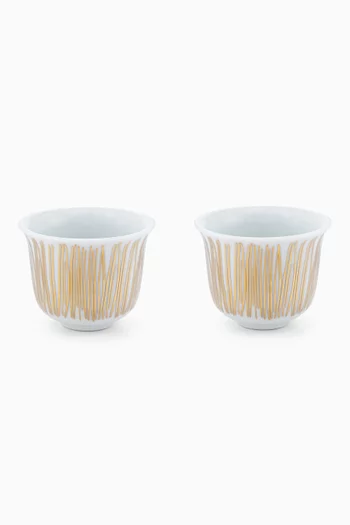 x Razan Alazzouni Golden Stripes Tamrah Arabic Coffee Cups, Set of 2