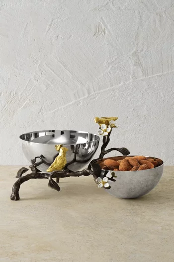 وعاء بتصميم مزدوج مزين بطيور الحب