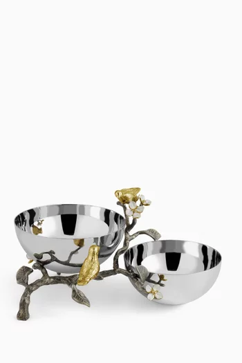 وعاء بتصميم مزدوج مزين بطيور الحب