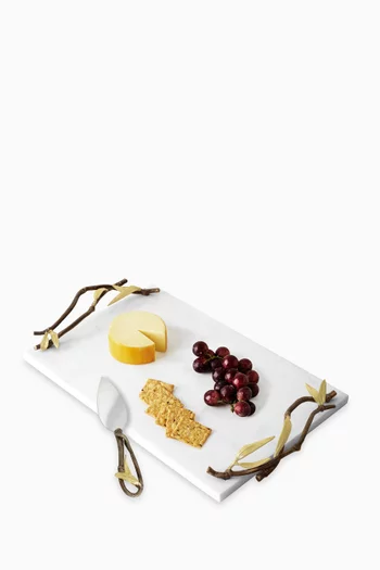 لوح تقطيع جبن وملعقة مسطحة بتصميم حدائق زين