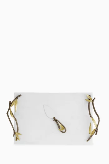 لوح تقطيع جبن وملعقة مسطحة بتصميم حدائق زين