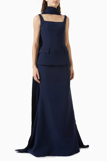 Peplum Dress & Scarf Set
