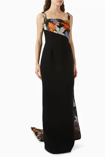 Floral-print Train Dress