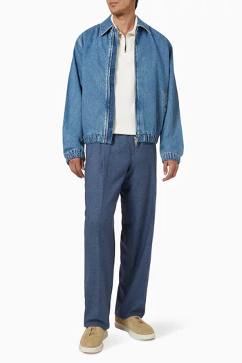 Zip Polo T-shirt in Cotton-cashmere