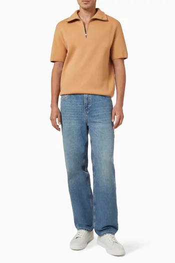 Zip Polo T-shirt in Cotton-cashmere