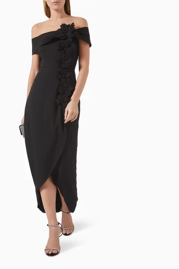 3D Floral Off-shoulder Dress