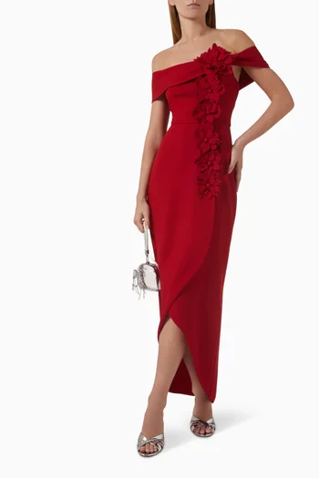 3D Floral Off-shoulder Dress