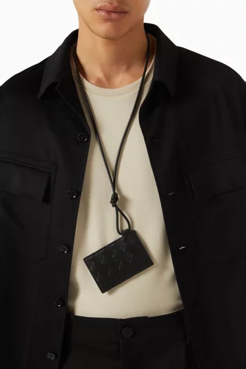 Badge Holder in Intrecciato Leather