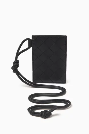 Badge Holder in Intrecciato Leather