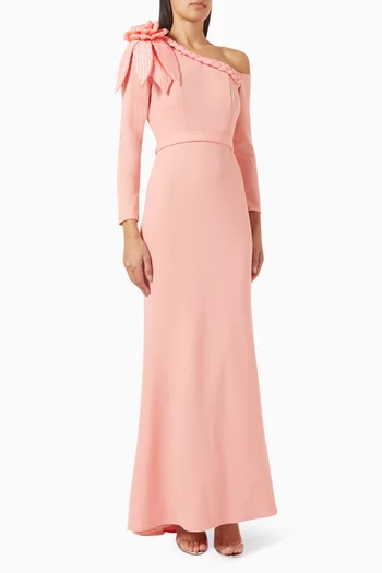 One-shoulder Dress in Stretch-crepe & Taffeta