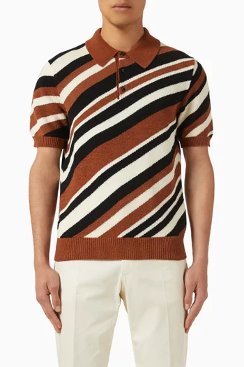 Striped Polo Shirt in Cotton-knit