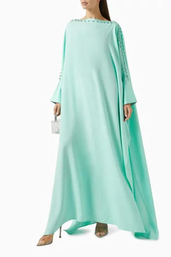 Mila Crystal Kaftan Maxi Dress in Crepe