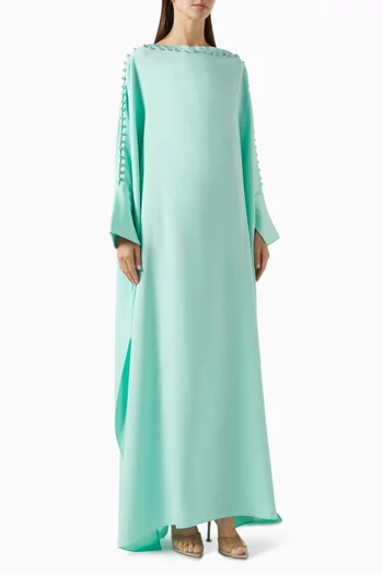 Mila Crystal Kaftan Maxi Dress in Crepe
