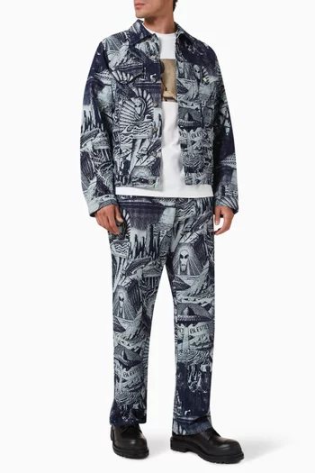 Apocalypse Jacquard Trucker Jacket in Denim
