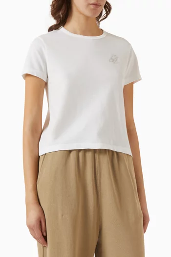 Logo Cropped T-shirt in Cotton-cashmere