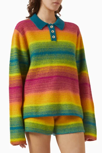 Blurry Stripe Rugby Shirt in Cashmere-blend