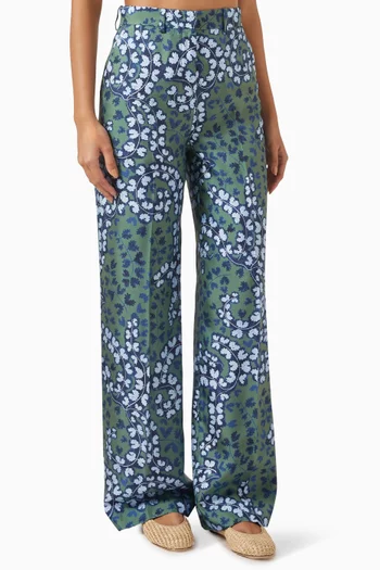 Floral-print Pants