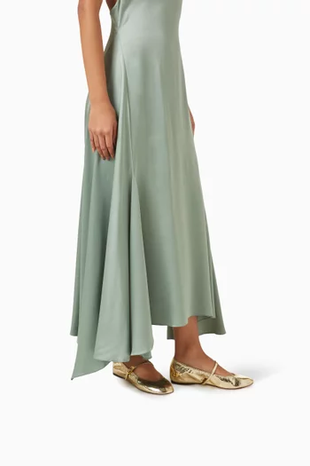 Mary Jane Ballet Flats in Metallic Leather