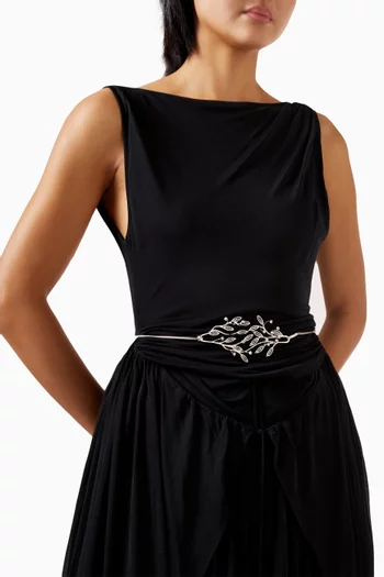 Aede Crystal-embellished Belt in Silver-tone Brass