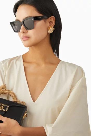 Lunettes Maxi Rectangle Sunglasses in Acetate