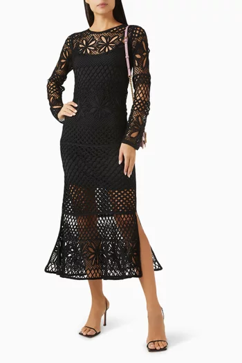 Openwork Crochet Midi Dress
