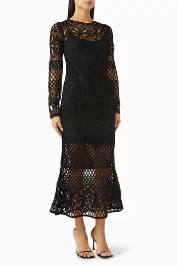 Openwork Crochet Midi Dress