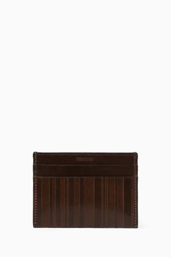 Stripe Card Holder in Leather