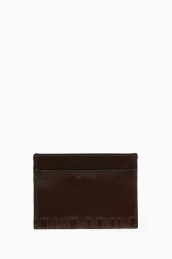 Stripe Card Holder in Leather