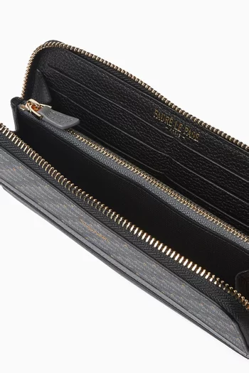Etendard Zipped Long Wallet in Scale Canvas & Leather