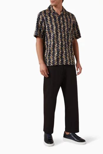 Abstract Print Revere Collar Shirt in Cotton